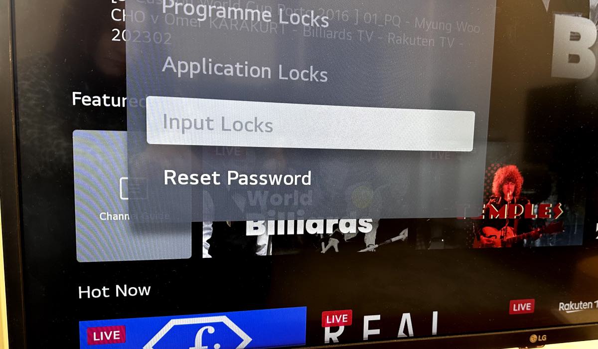 LG Tv interface with the Input Locks option highlighted