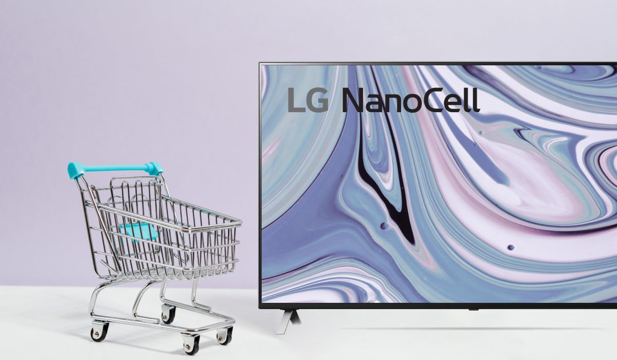 LG Nanocell TV and a shopping cart