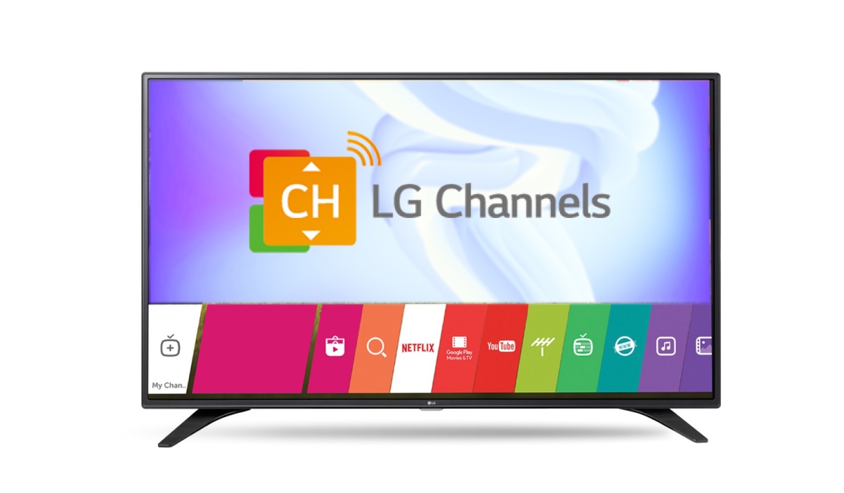 LG Channels logo on an LG TV with WebOS interface