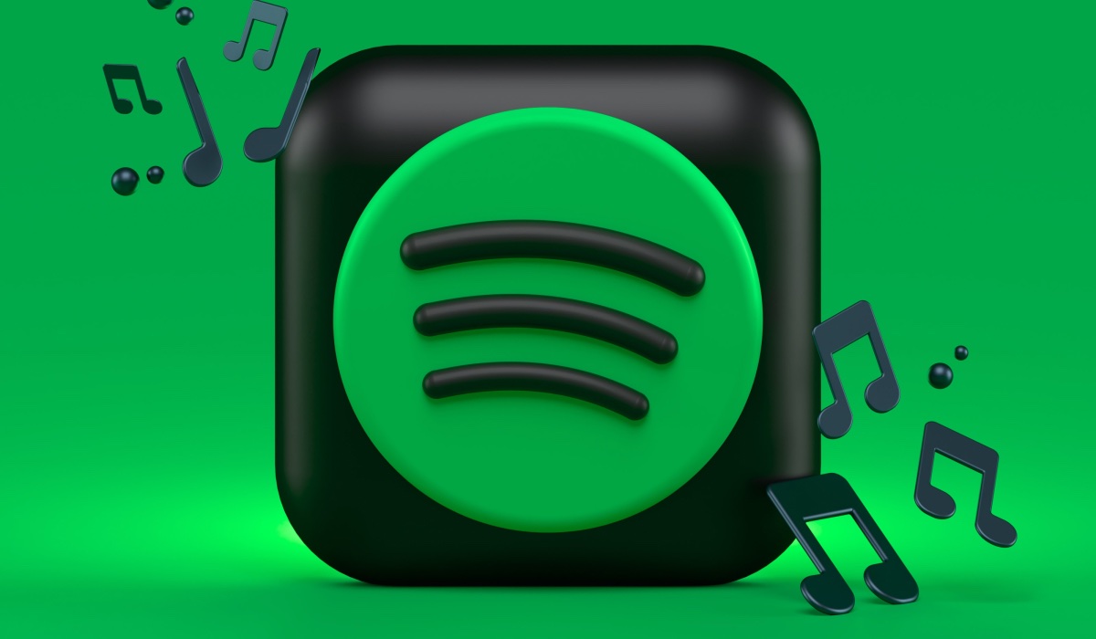 Spotify logo and musical notes